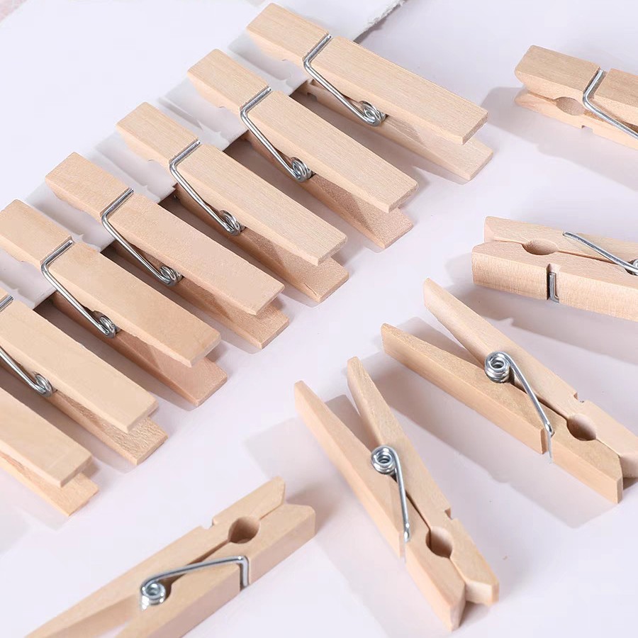 Wooden Clips in Natural Wood Color, Eco-Friendly Wooden Clips, Multi-Purpose Clothespins, Photo Clips, Kindergarten Decoration Fixing Clips