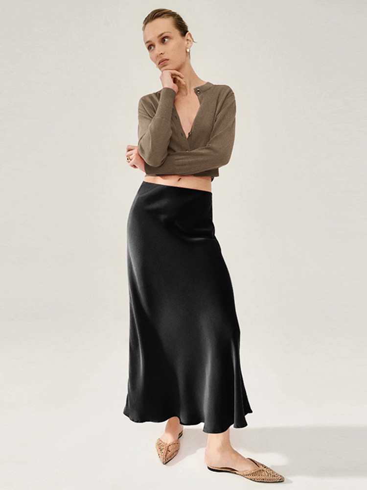 Юбка из триацетата, импортированная из Японии, с косым кроем 45°, длина до пола, высокая талия, A-образная, с хвостом, для женщин, весна и лето