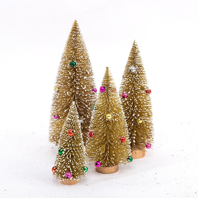 Gold Powder Snow White Beads Christmas Tree Christmas Decorations Christmas Desktop Ornaments Colorful Pine Needles