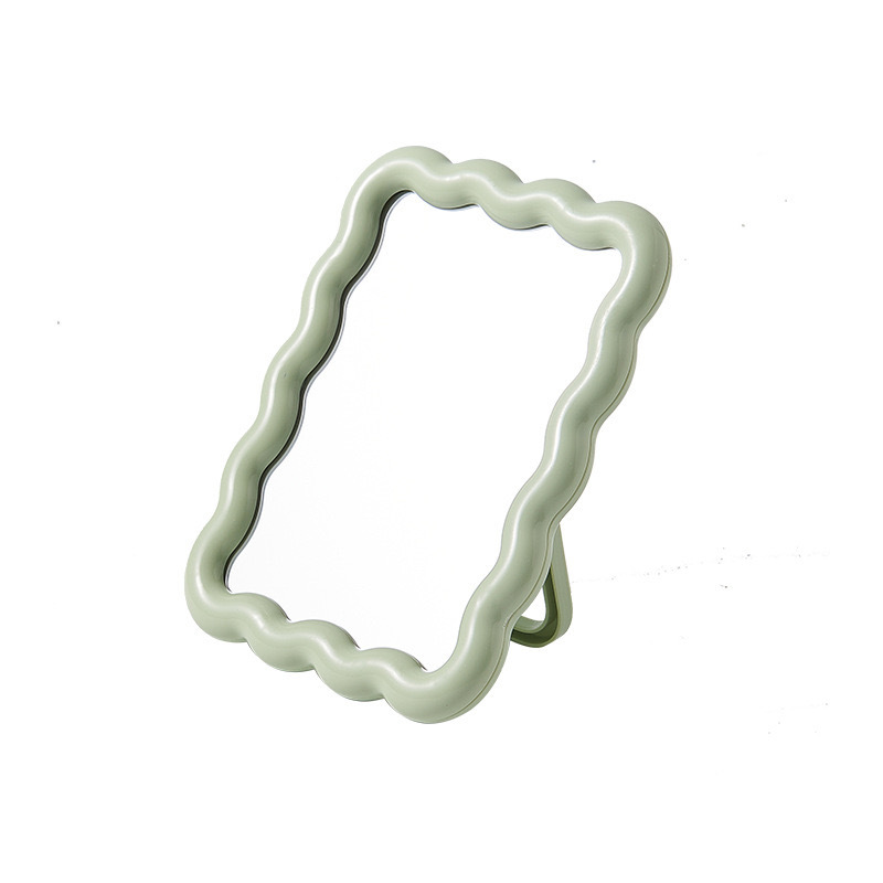 Ins Style Wave Desktop Mirror Candy Color Cute Wall Hanging Desktop Single-Sided Beauty Mirror Student Dormitory Makeup Mirror