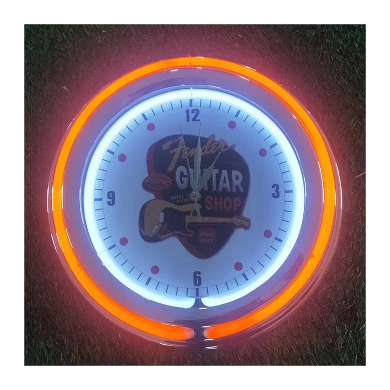 Neon wall clock home bar restaurant decoration surrounding souvenir modern simple light clock wholesale