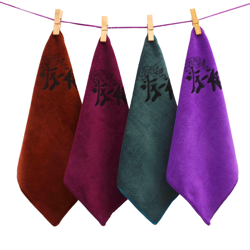 Source Manufacturer Microfiber Thickeneded Tea Towel Absorbs Water and Does Not Shed Lint Small Square Towel Towel Rag Customized Logo