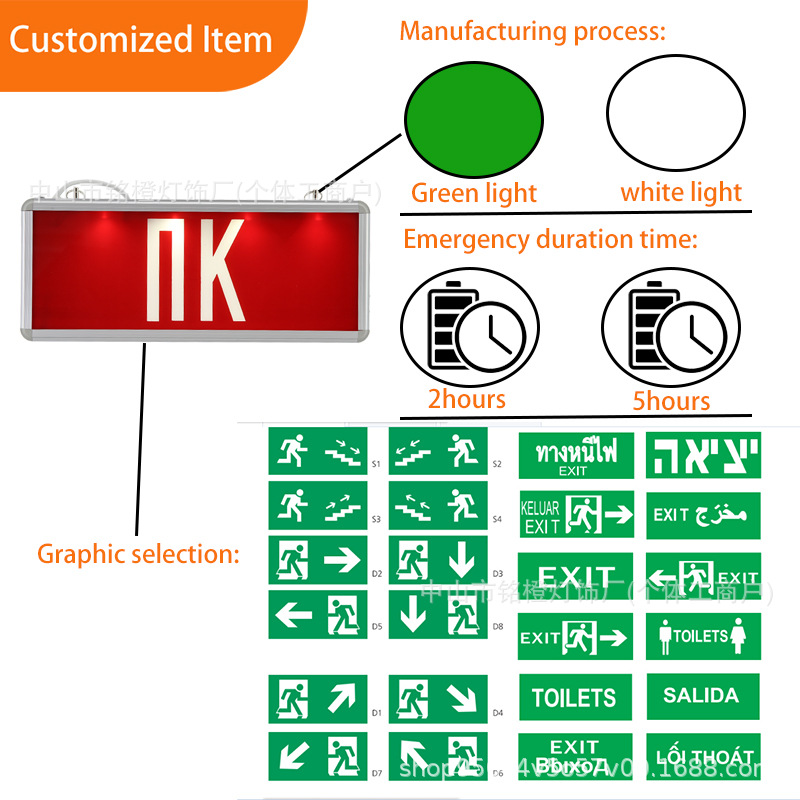 Wall-mounted foreign trade exit emergency evacuation indicator LED safety exit indicator fire emergency marker light
