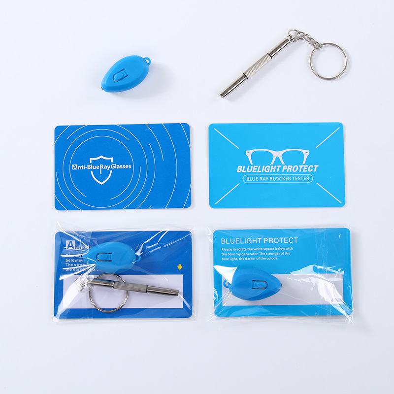 Spot Chinese and English Anti-Blue Light Card Cross-Border Glasses Lens Anti-Blue Light Test Card Set Blue Light Screwdriver