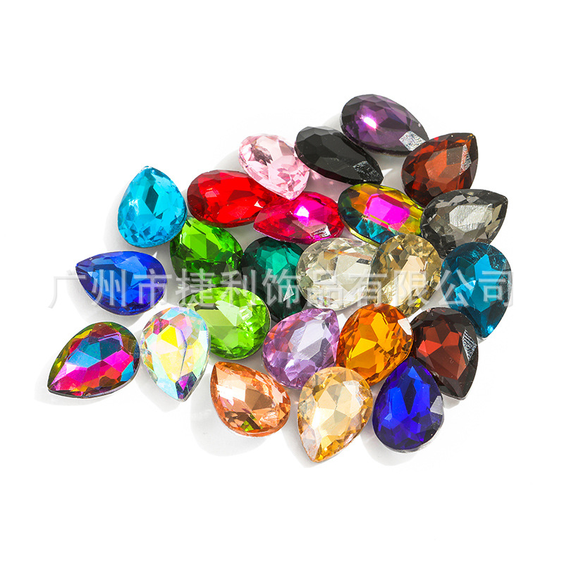 Cross-Border Pointed Bottom Nail Art Diamond Jewelry Water Drop Glass Rhinestone Super Flash Mobile Phone Case with Diamond DIY Nail Accessories Wholesale