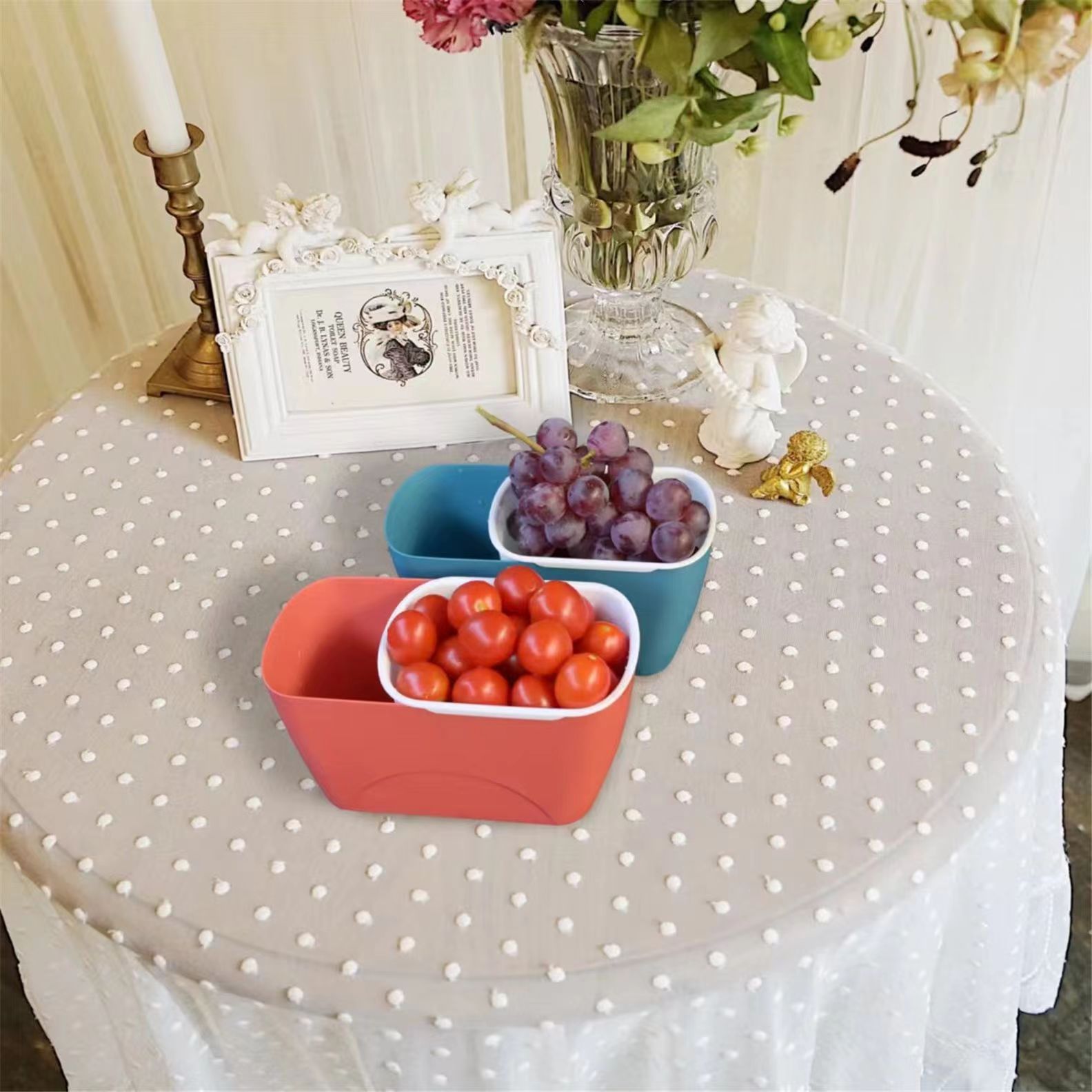 Lazy Fruit Plate Melon Seed Garbage Storage Box Fruit Plate Double Layer Draining Melon Seed Box Dried Fruit Plate Candy Plate Living Room