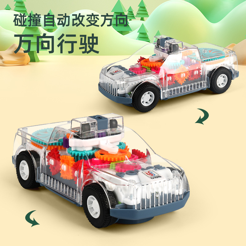 Shake the same electric transparent gear police car Universal Light Music Car children's toys wholesale stall