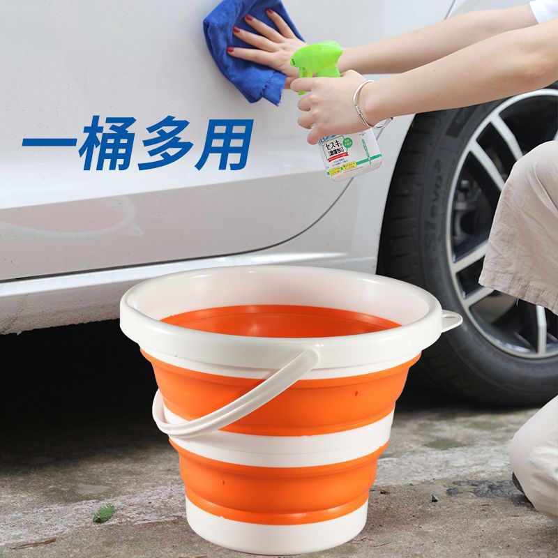 1 portable folding bucket silicone plastic car bucket children outdoor fishing bucket travel household multifunctional water