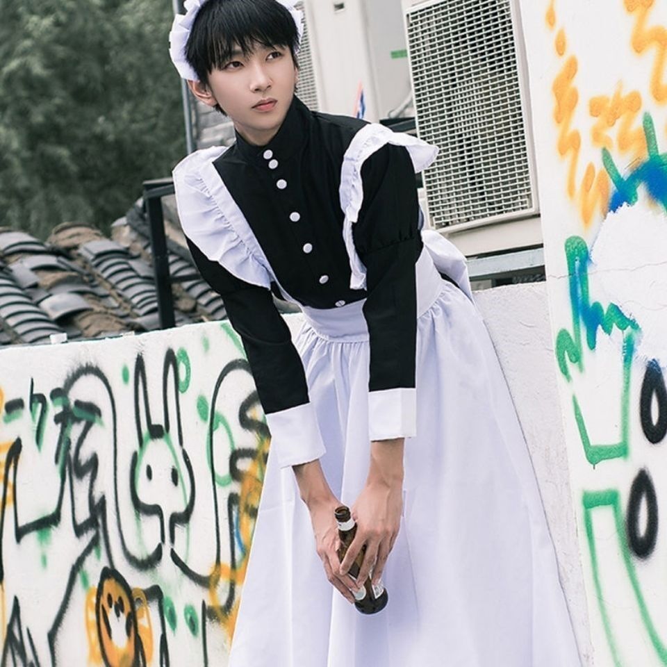 Maid Clothing Black Male cosplay Cute Japanese Style Lolita Dress Anime Maid Clothing Lori Women's Big Brother
