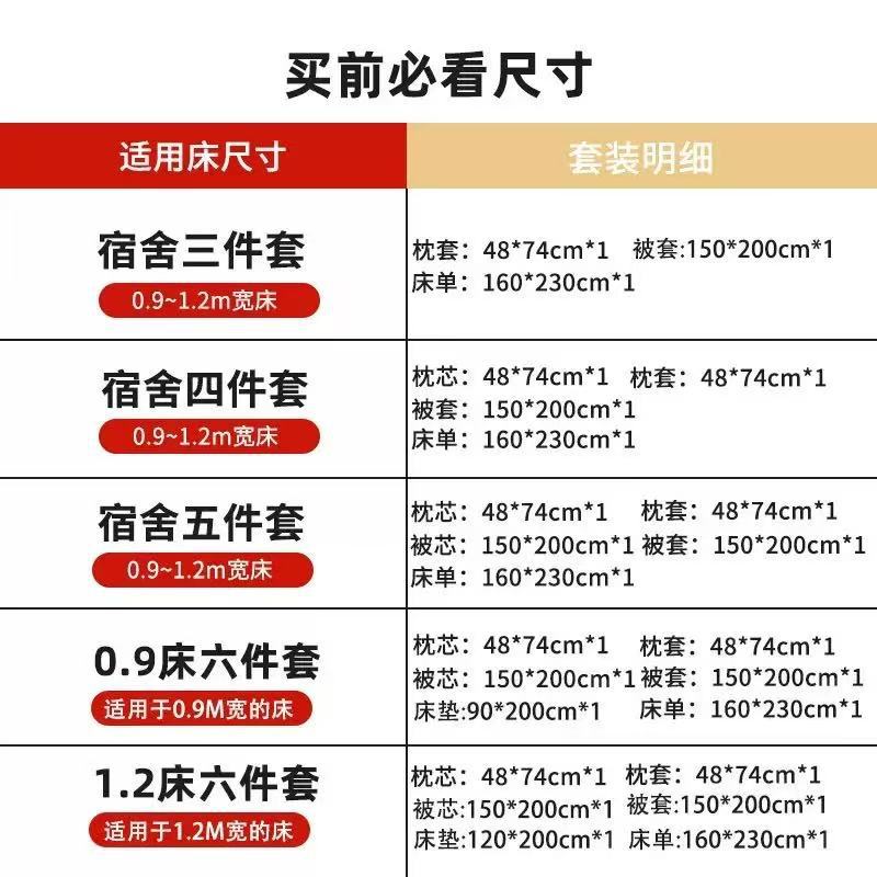 Factory Direct Sales Student Dormitory Five-Piece Quilt Set Complete Set Pillow Three-Piece Set Bed Four-Piece Set Wholesale