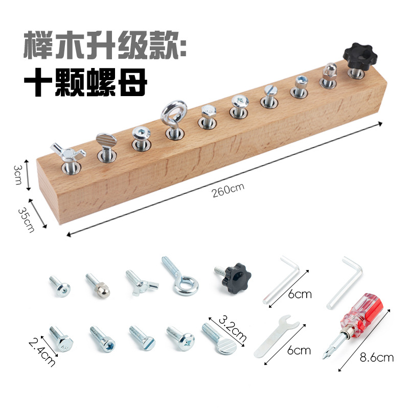 Montessori Early Education Wooden Toys Screw Dismounting Tools Use Exercise Cognitive Toys Kindergarten Small Class