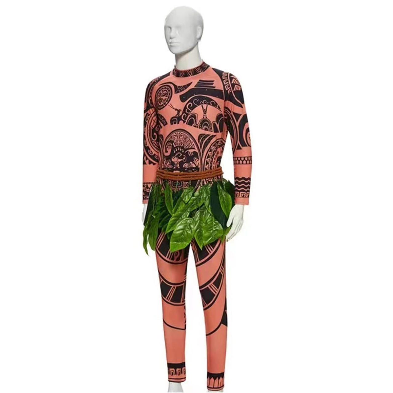 Maui Tattoo T-Shirt Pants Halloween Adult Men Women Cosplay Costume Wig Set