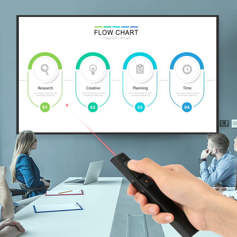 Deli 2802 black page-turning pen business teaching pen PPT speech demonstration remote control pen PPT projection pen wholesale