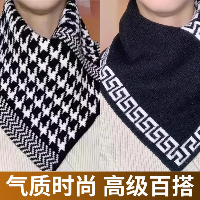 Шарф в гусиную лапку, вязаный шарф, теплозащитный воротник, удобный пуловер, универсальное треугольное полотенце
