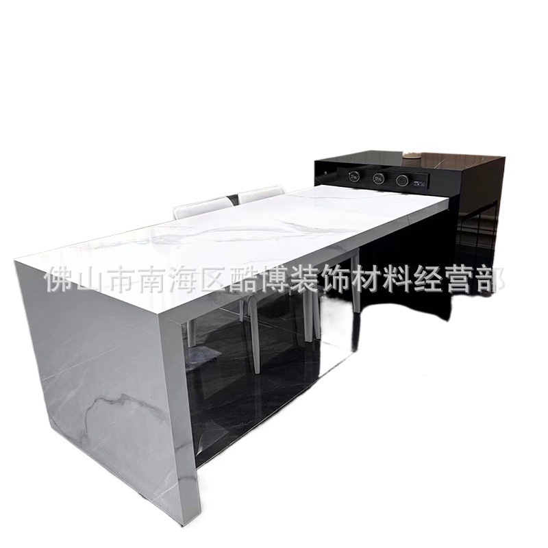 Rock Board Island Table Dutipurpose Italian Light Luxury Kitchen Retractable Rock Board Suspension Rectangular Luxury Stone Island Bar Counter