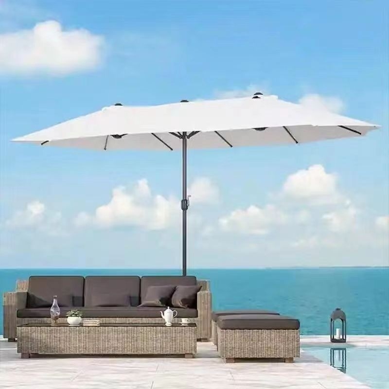 Outdoor Parasol Three-Head Umbrella Double-Head Stall Umbrella Courtyard Umbrella Park Terrace Balcony Camping Folding Dual-Purpose