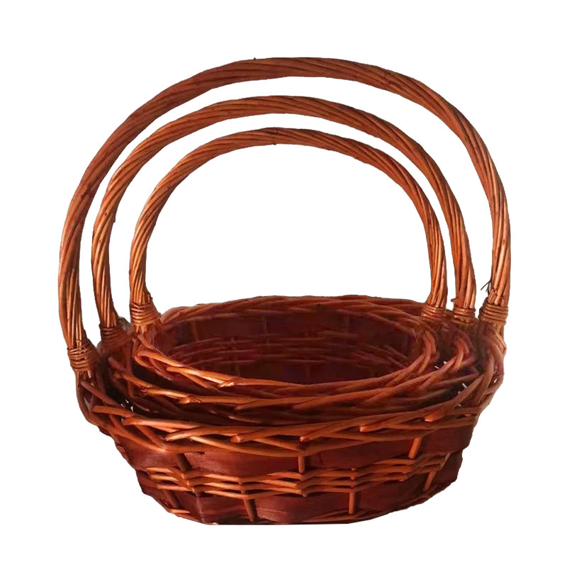 Custom Willow and Rattan Woven Fruit Basket Fruit and Vegetable Storage Basket Supermarket Egg Display Fruit Basket Woven Basket Set Basket