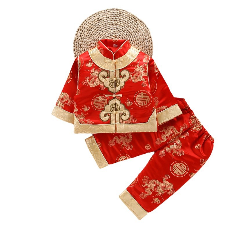 New Boys' Tang Suit Children's Tang Suit Ethnic Style Children's One-year-old Baby suit Full Moon Grasping Weekly Suit