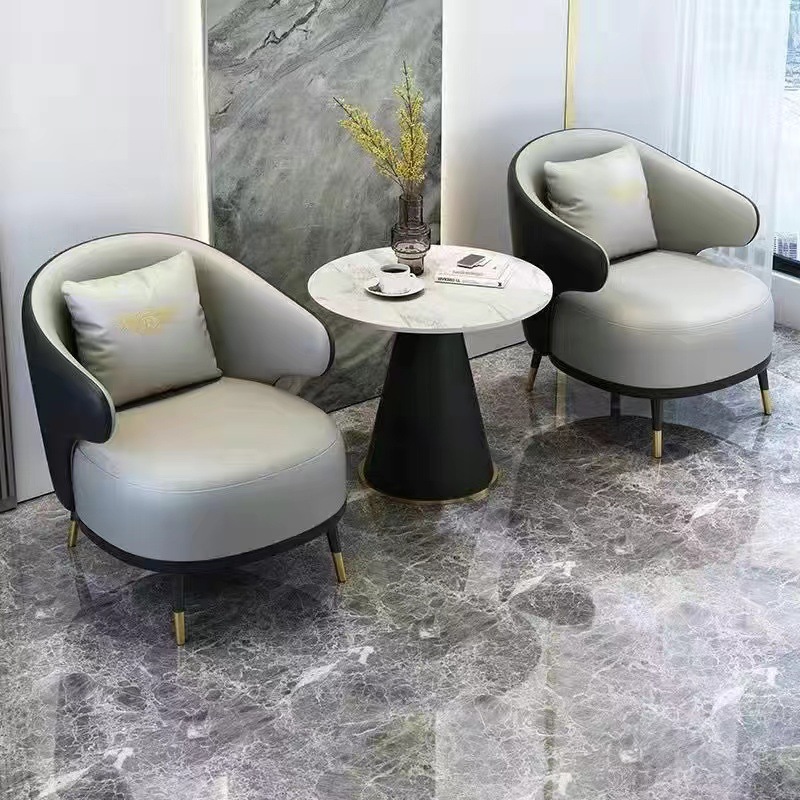 Single Sofa Coffee Table Combination Sales Office Balcony Leisure Business Hotel Beauty Salon Sofa Reception Negotiation Table and Chair