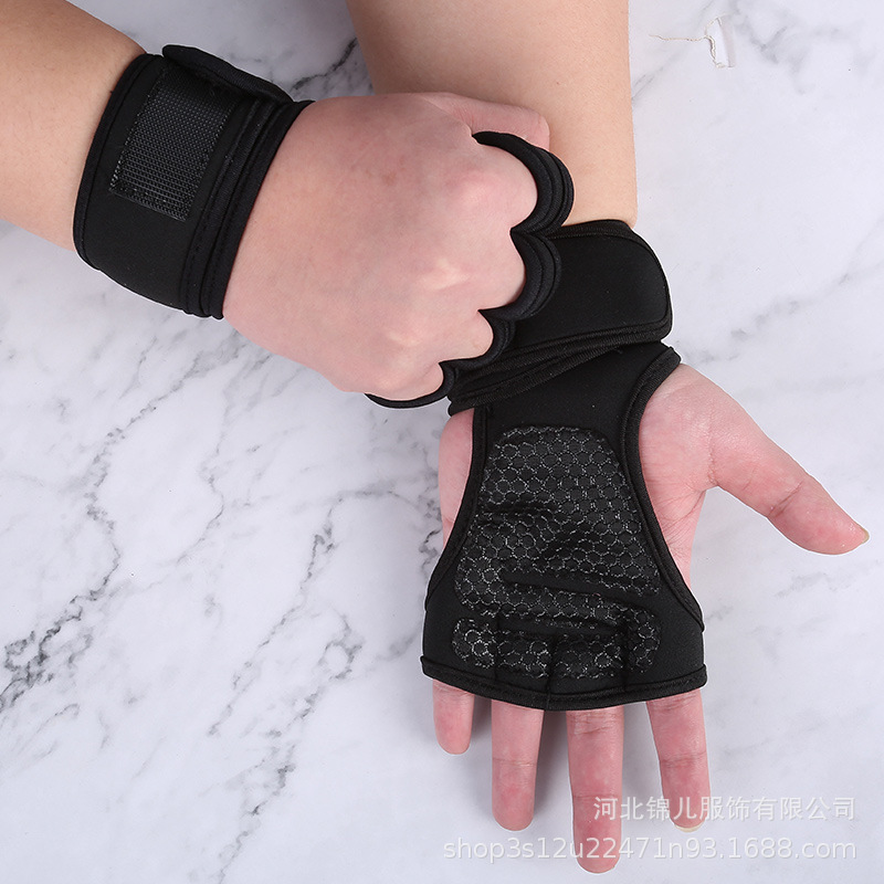 Cross-border Fitness Gloves Men's and Women's Silicone Palm Wrist Gloves Half Finger Gloves Pressurizing Equipment Weightlifting Yoga Sports Gloves