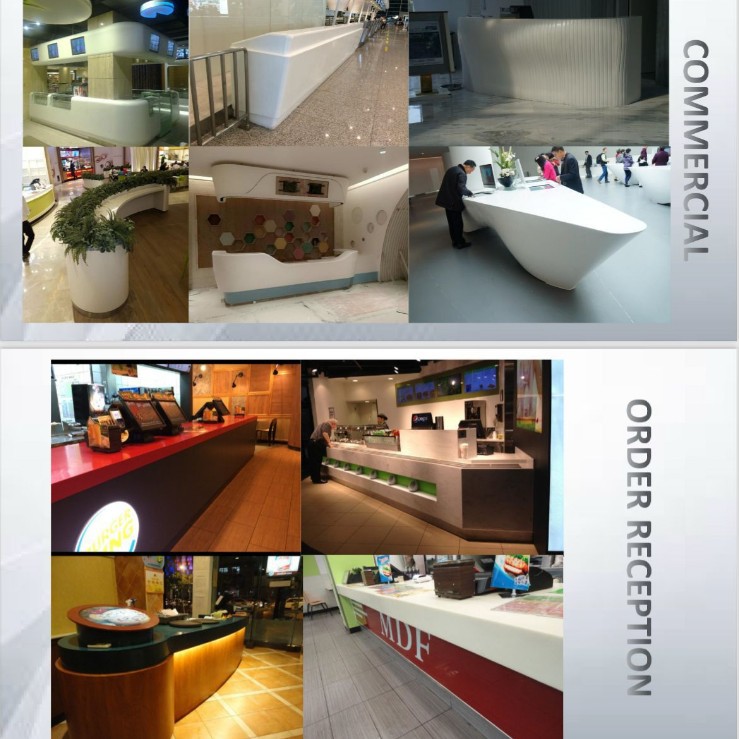 Artificial Stone Reception Desk Service Desk Artificial Stone Acrylic Semi-Circular Arc Reception Desk One-Piece Molding