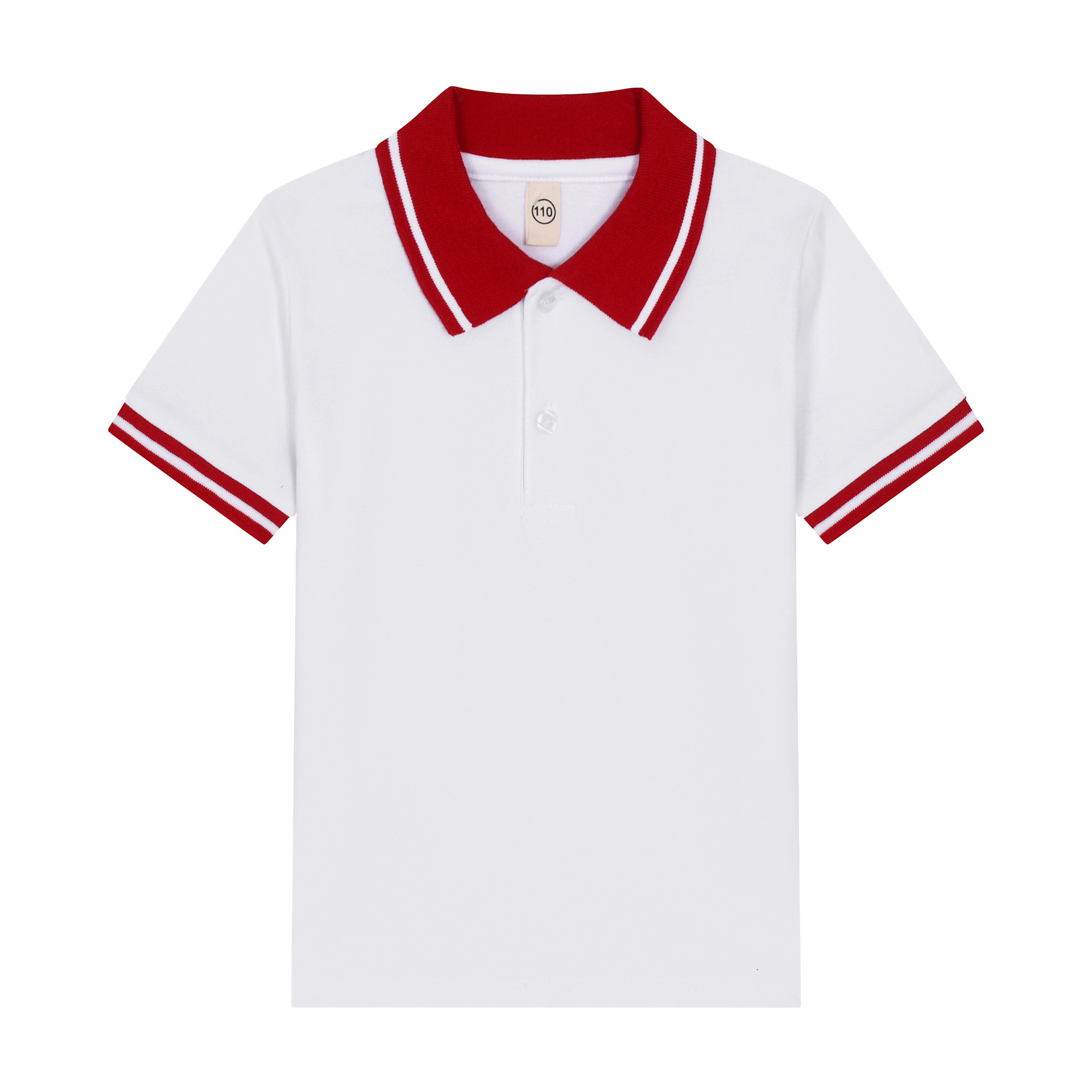 tshirt kids white T-shirt children's polo shirt short-sleeved cotton boys and girls lapel white school uniform Eton same color