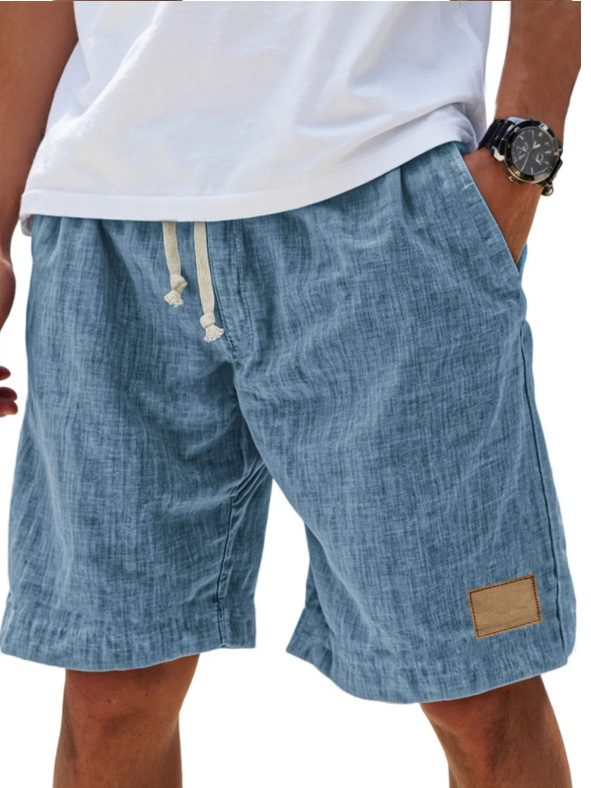 2025 cross-border Amazon new men's retro breathable linen loose holiday shorts fashion casual shorts