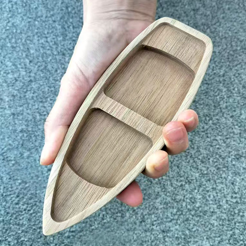 Деревянное каноэ, которое может плавать в воде, игрушка для аквариума