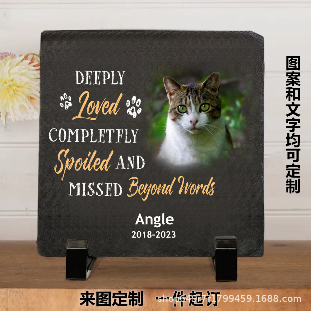 Amazon Explosions Pet Birthday Commemorative Ornaments DIY Color Printing Heart-shaped Stone Home Small Ornaments Creative Slate Painting