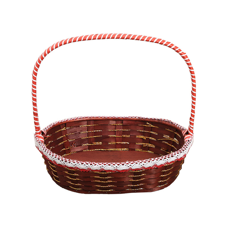 Willow and Rattan Flower Basket, High-End Supermarket Gift Display, Fruit and Vegetable Basket, Satchel Picnic Fruit Shopping Basket, Home Bamboo Woven