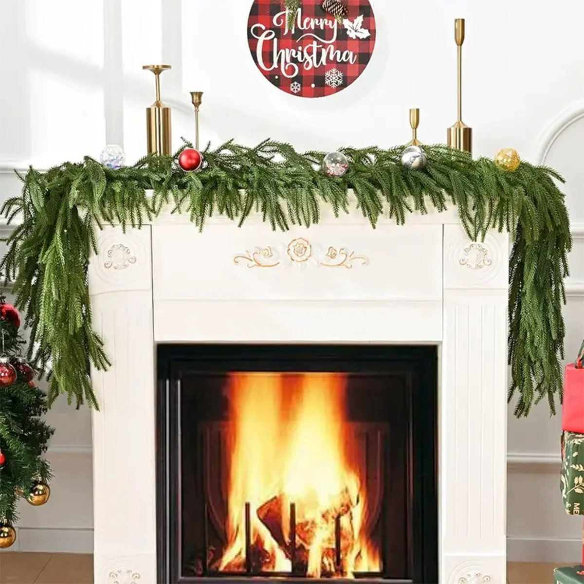 Simulation rattan Christmas decoration pine needle wreath soft glue hand Christmas rattan simulation green plant home decoration