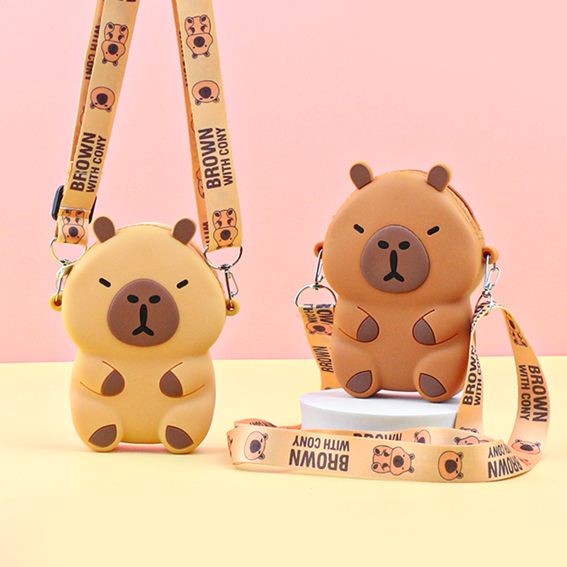 Kapibala Silicone Keychain Coin Purse Cute Children's Keychain Storage Bag Pendant Coin Storage Bag