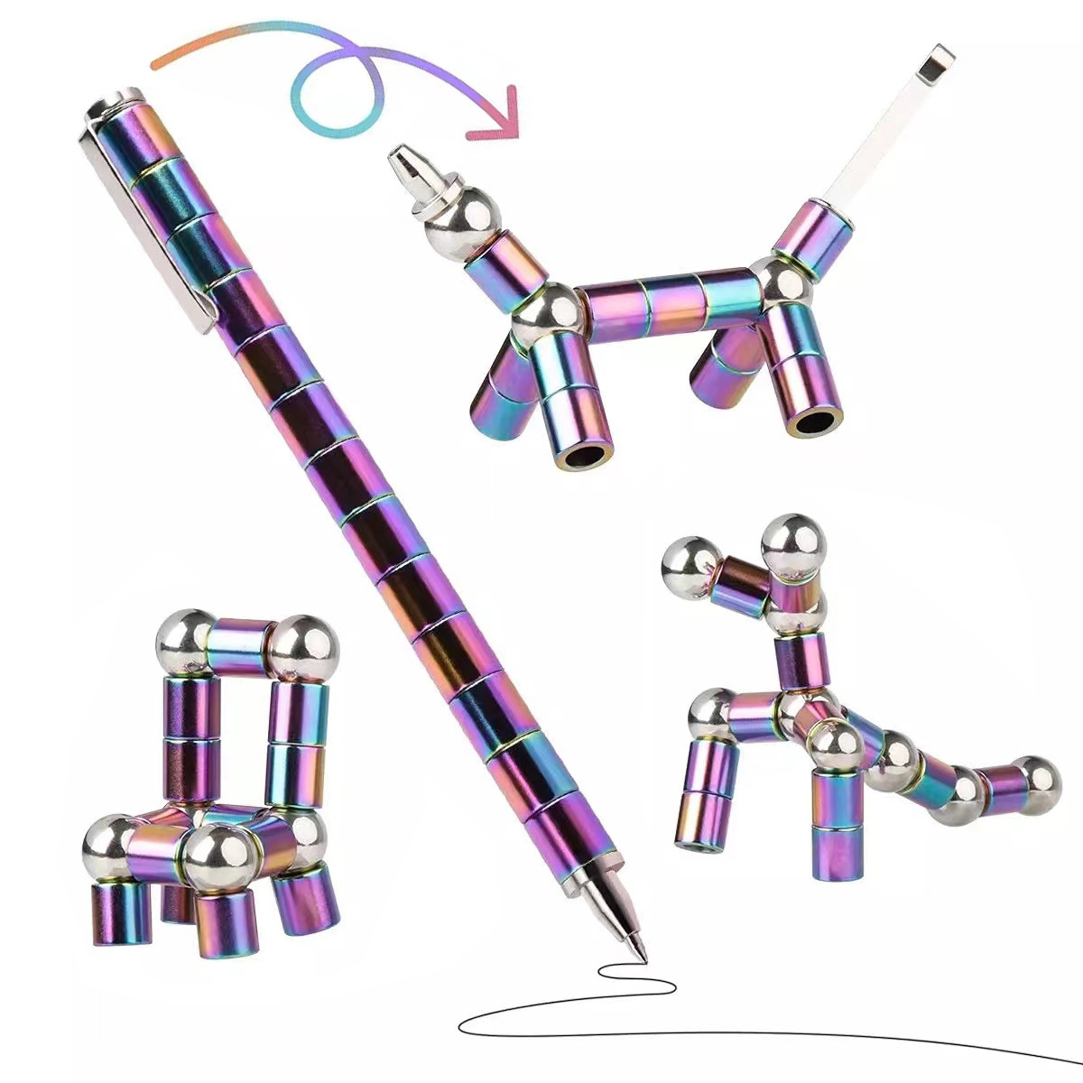 Variables Magnet Iron Pen Color Ball Magnetic Pen Magnetic Pole Decompression Toy Artifact Variables Pen Capacitor Gift Stationery Magnetic Pen