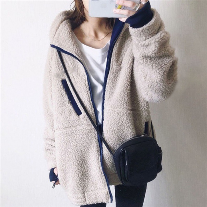 Толстовка из овечьей кожи, японский и корейский стиль, осень-зима, свободная куртка
