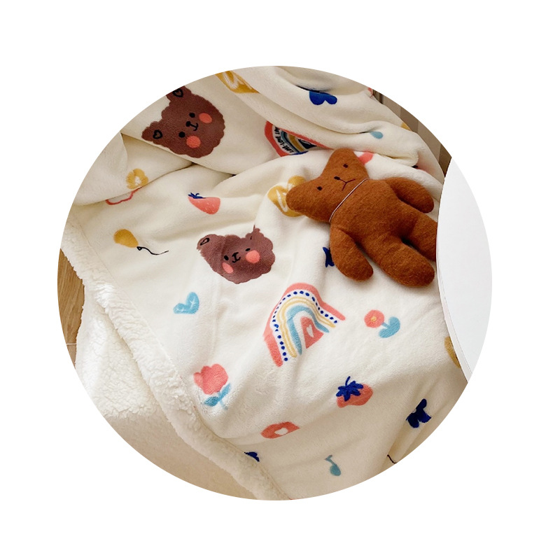 3D Digital Print Cross-Border Blanket, Lamb Fleece Blanket, Foreign Trade Double-Layer Flannel Coral Fleece Gift, Thickened and Warm