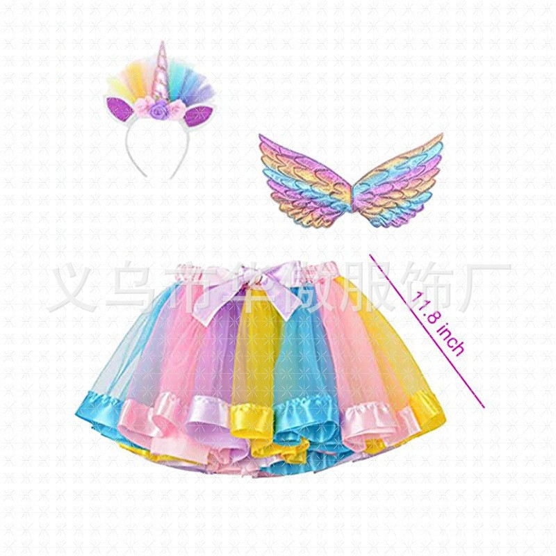 Children's Party Tutu Skirt Wings Decoration Set Cosplay Theme Fairy Dress Angel Wings Fairy Stick