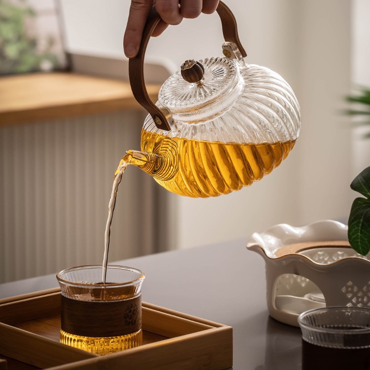 Warm Tea Glass Tea Set suit Household Afternoon Tea Flower Tea Pot Fruit Tea Set Candle Holder Tea Cooking Stove Warm Tea Teapot