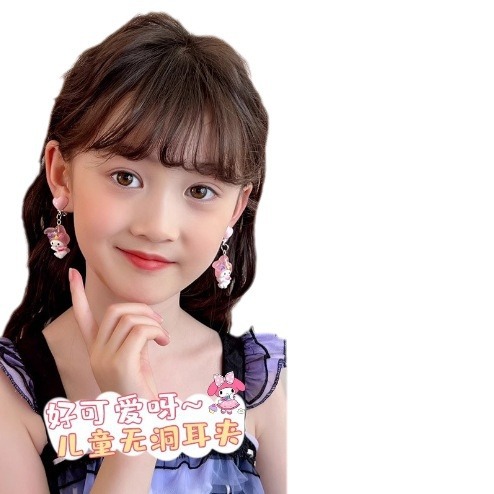 2024 new no hole ear clip kulomi children's fun online red children's cat cartoon bangs hair clip wholesale