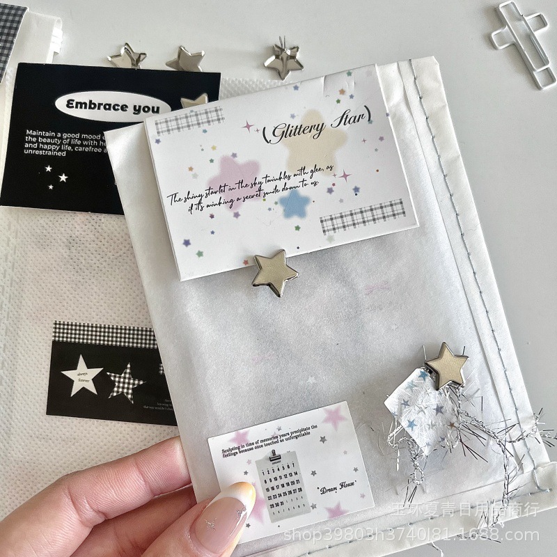 Ins high color value two-foot nail silver star two-foot nail out card packaging decoration two-foot nail parity packaging material