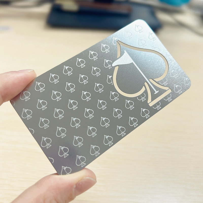 Stainless Steel Silver Card Business Card Employee Card Hotel Work Card Metal Badge Cut Out Logo Production According to Drawing