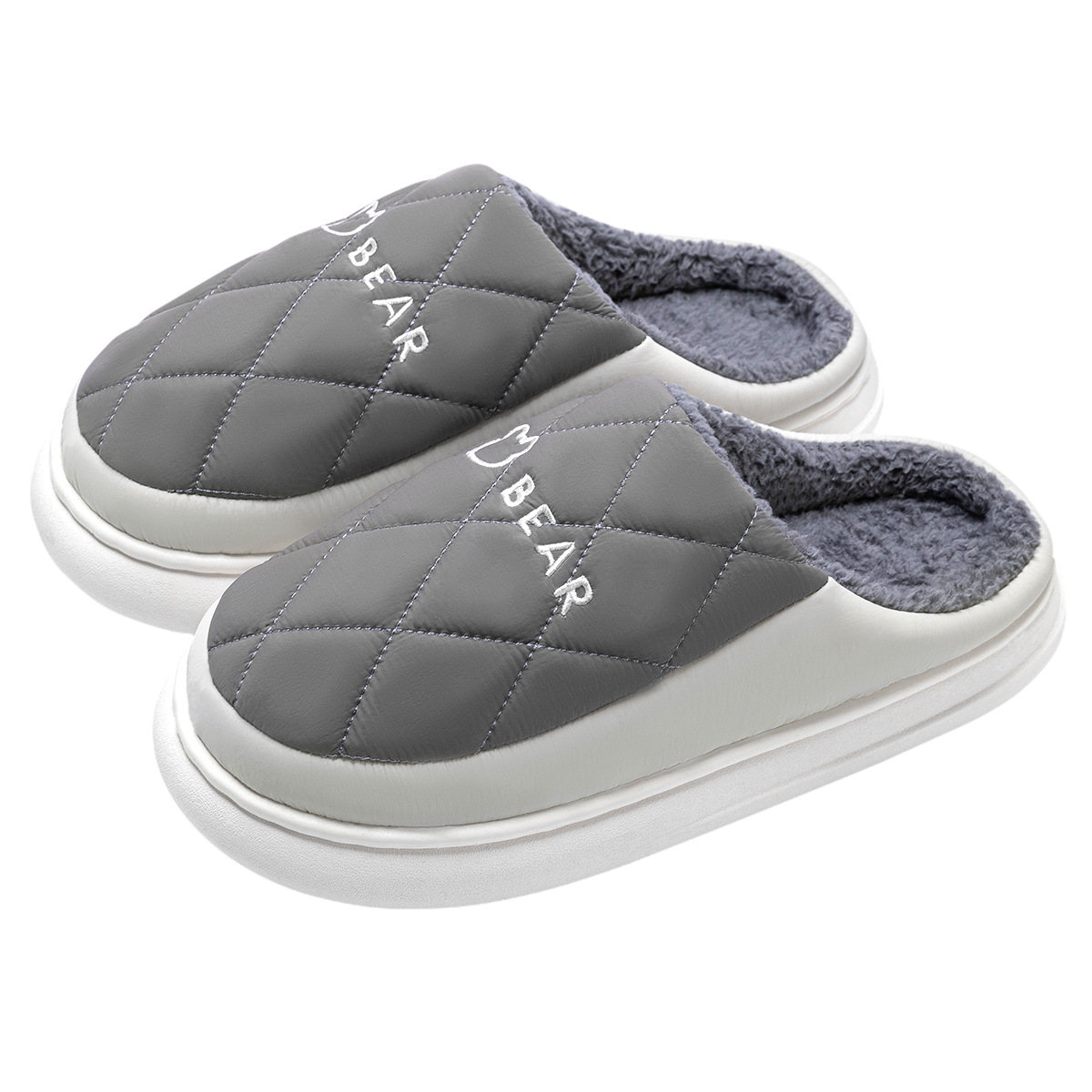 Jie Liya  Waterproof Cotton Slippers for Men in Autumn and Winter New Indoor Home Thick-Soled Non-Slip Cotton Slippers for Women