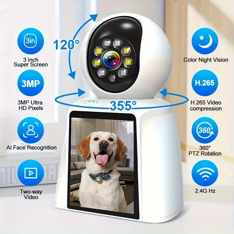 3 Inch Screen Pet Camera Smart Home Video Calling Baby Kids