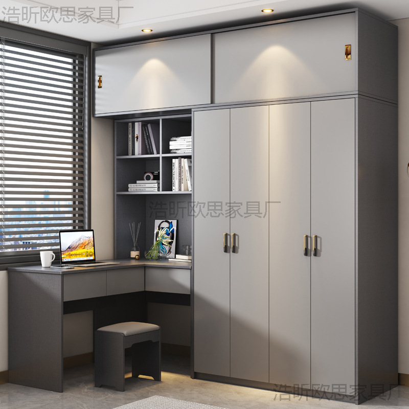 Компьютерный стол из массива дерева с комбинацией шкафа и книжного шкафа для детской