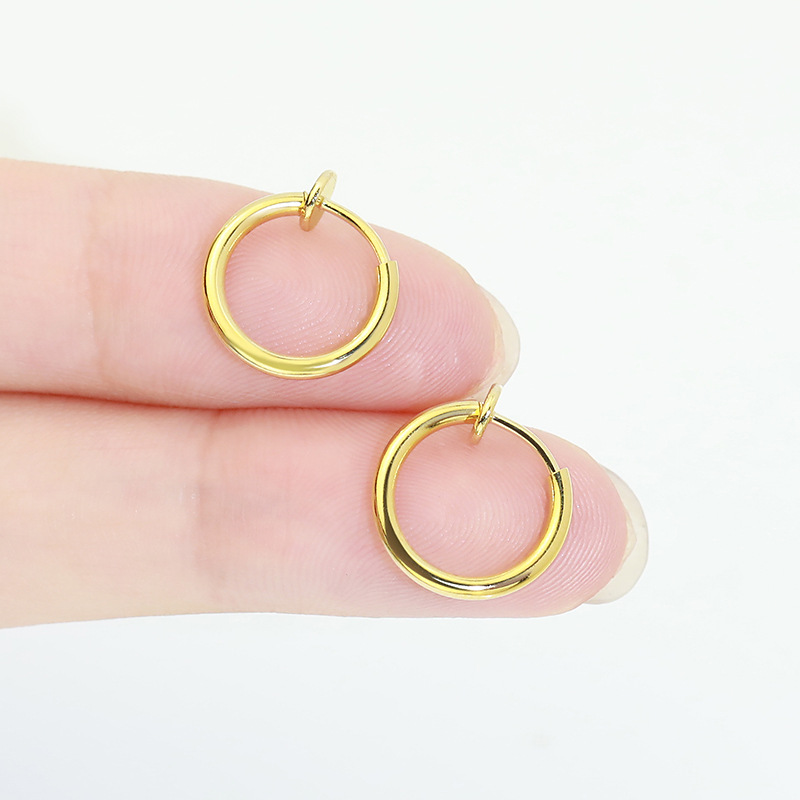 No ear hole spring ear clip DIY ear jewelry accessories students no ear hole earrings copper plated 18K real gold color retention batch