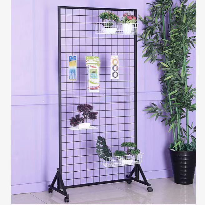 Street Stall Toy Decoration Storage Mobile Rack Floor-Standing Grid Display Rack Iron Painting Work Exhibition Rack