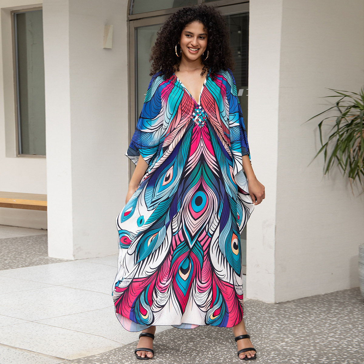 Beach blouse positioning printed holiday outfit chest hand-woven dress cross-border Amazon Y8774 Y