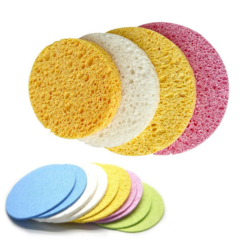 Cross-Border Compressed Wood Paddle Sponge, Facial Cleansing Sponge, Facial Cleansing Sponge, Makeup Remover Powder Puff, Cleansing, Water-Absorbing Wood Pulp Cotton