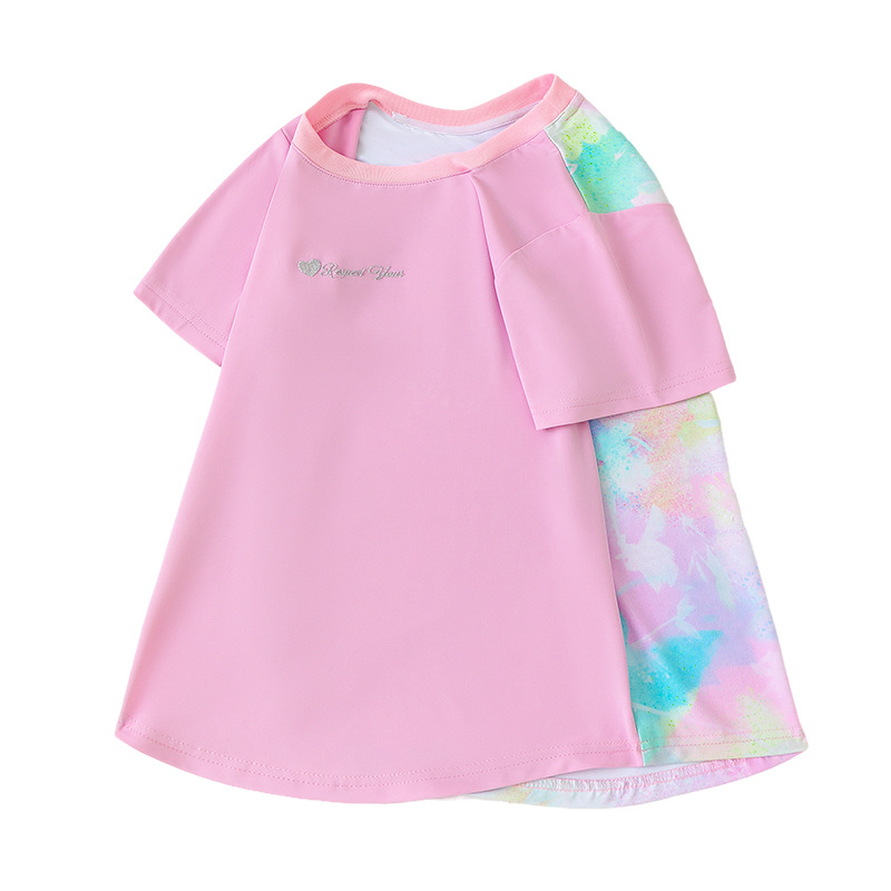 Girls' Short-sleeved T-shirt 25 New Summer Quick-drying Stretch Skin-friendly Sports Casual Printed Top Tennis Clothes Feather