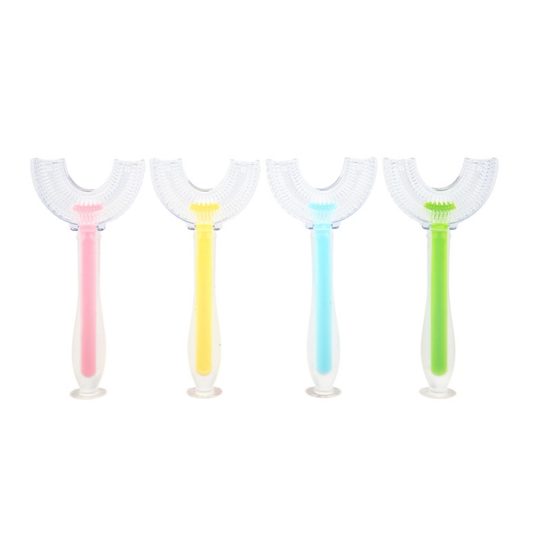 Factory wholesale Baby U-shaped toothbrush silicone toothbrush children U-shaped toothbrush liquid silicone soft hair suction cup toothbrush