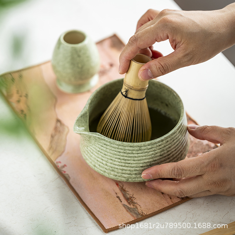 Ceramic Japanese Matcha Set with Bamboo Matcha Brush, Bai Benli Song Dynasty Tea Ceremony Gift Box for Cross-Border